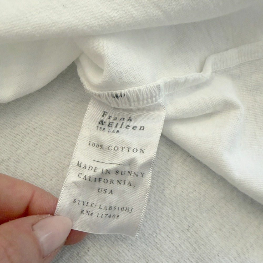 Frank & Eileen Patrick Popover Henley L Vintage Jersey White Cotton Minimalist - Picture 5 of 12